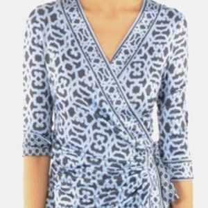 NWT Gretchen Scott Jersey Wrap It Up Dress- Rio Gio in Grey/Blue, size Medium